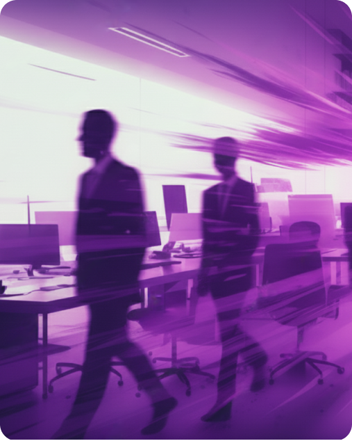 Silhouettes of financial professionals in a workspace representing advisory and AUM services